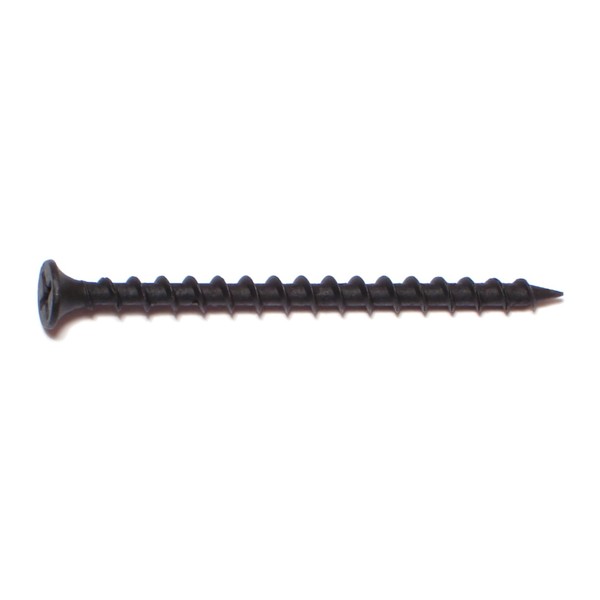 Midwest Fastener Drywall Screw, #6 x 1-5/8 in, Steel, Flat Head Phillips Drive, 40 PK 30824